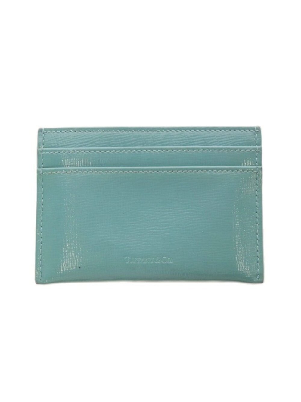 Tiffany & Co Card Case Logo Leather Blue